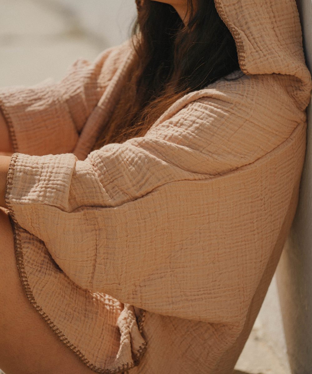 Poncho Gaze de coton Café thumbnail 3