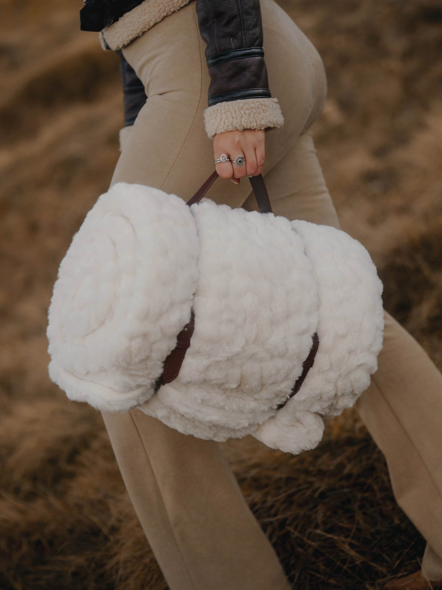 Plaid Fausse fourrure - Galet blanc thumbnail 6