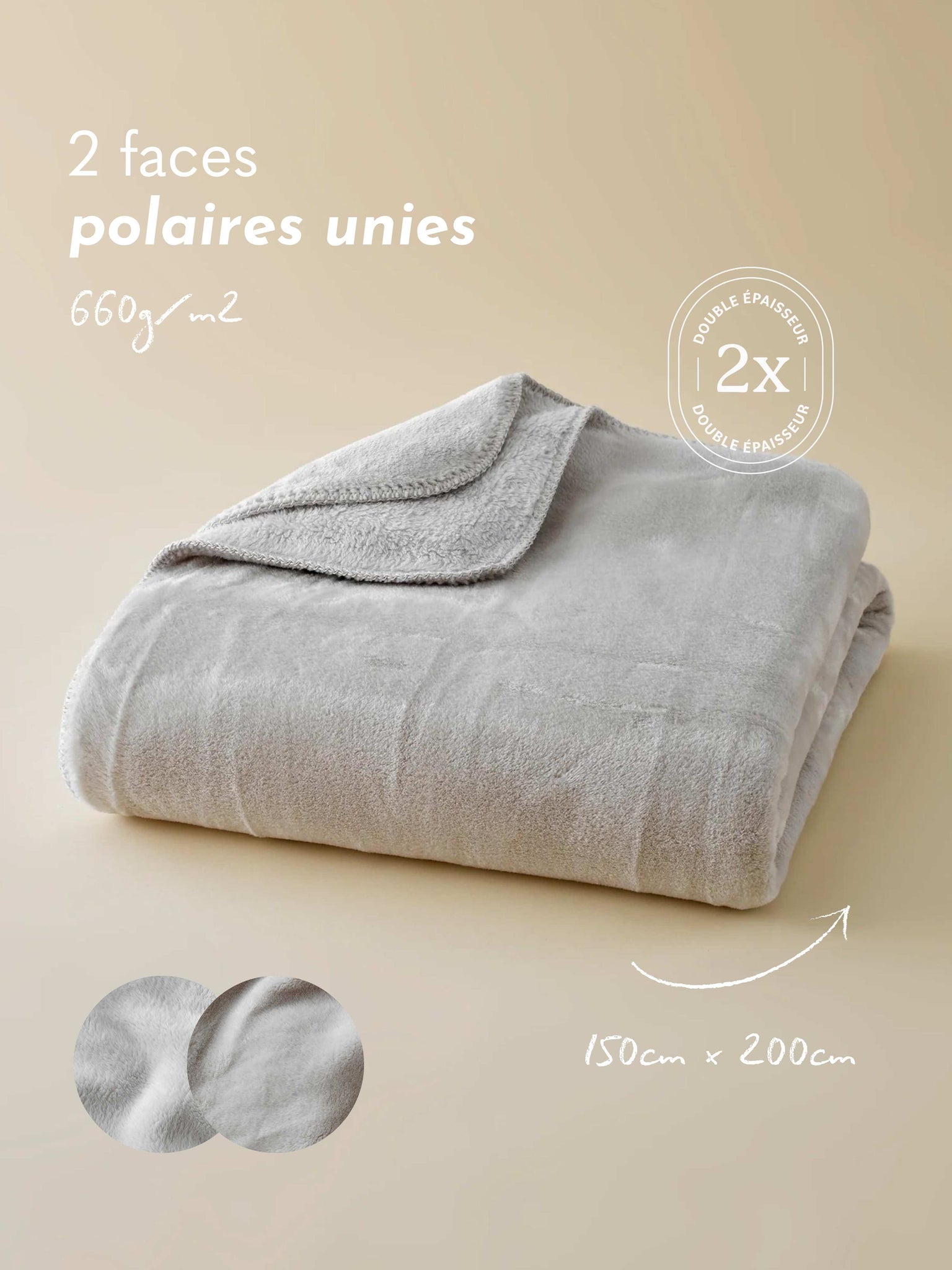 Plaid Cosy Bicolore gris clair thumbnail 6