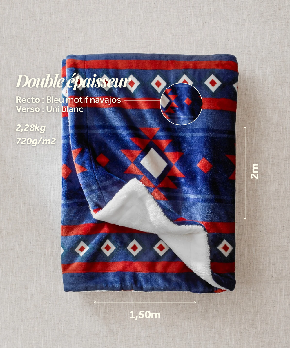 Plaid polaire - Navajos Bleu thumbnail 4