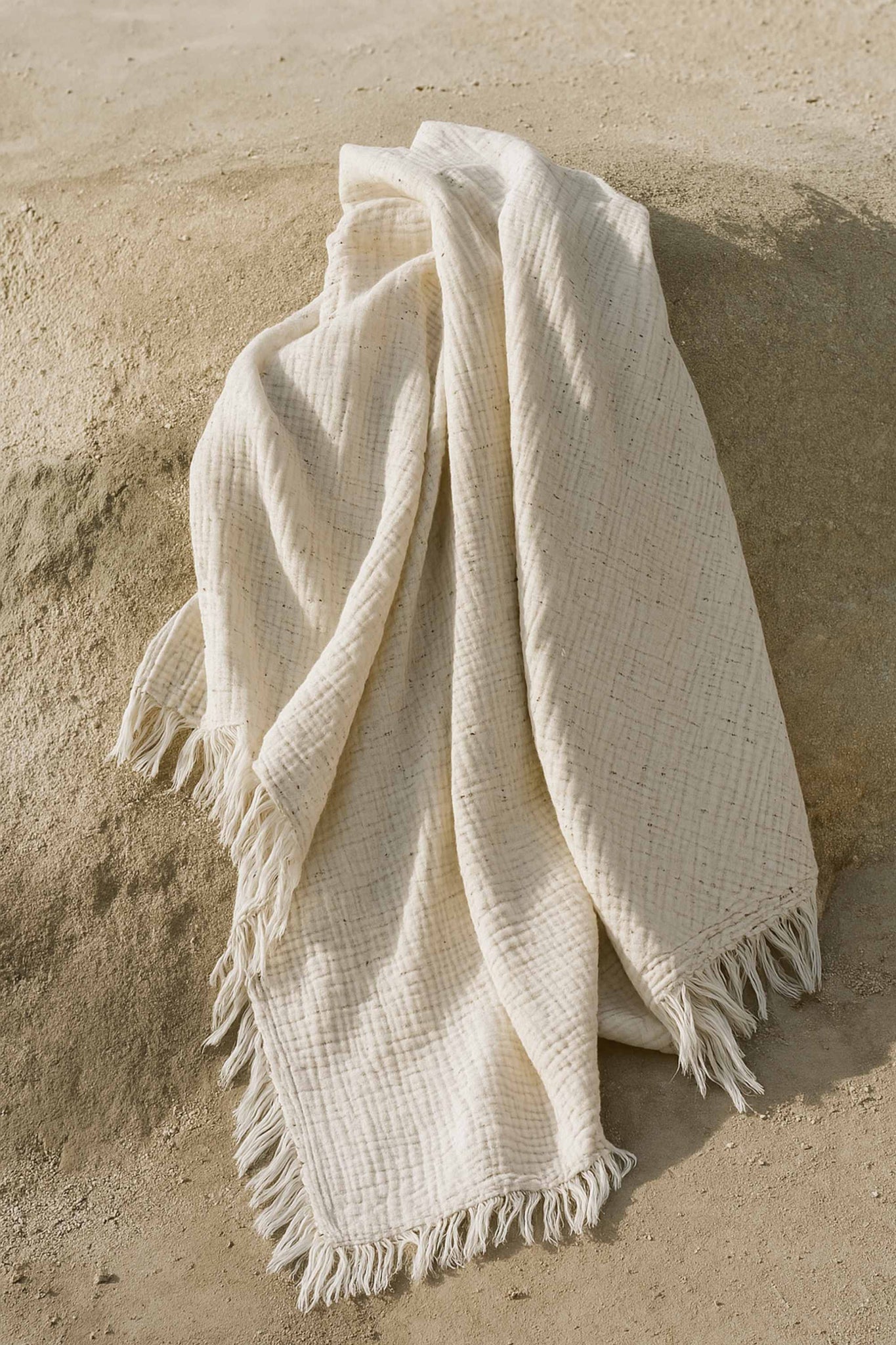 Fouta Gaze de Coton Beige Chiné thumbnail 1