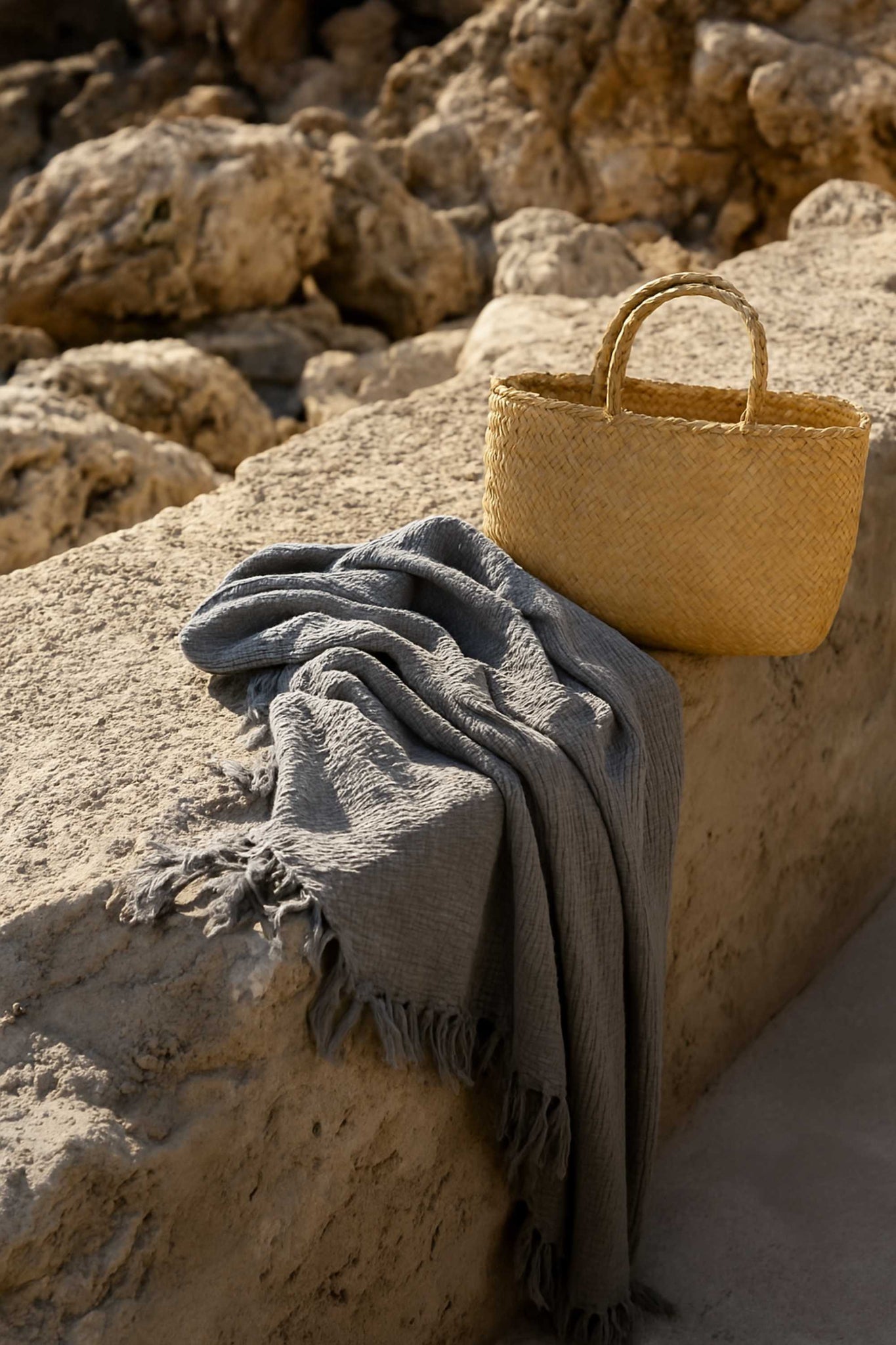 Fouta Gaze de Coton Gris thumbnail 1