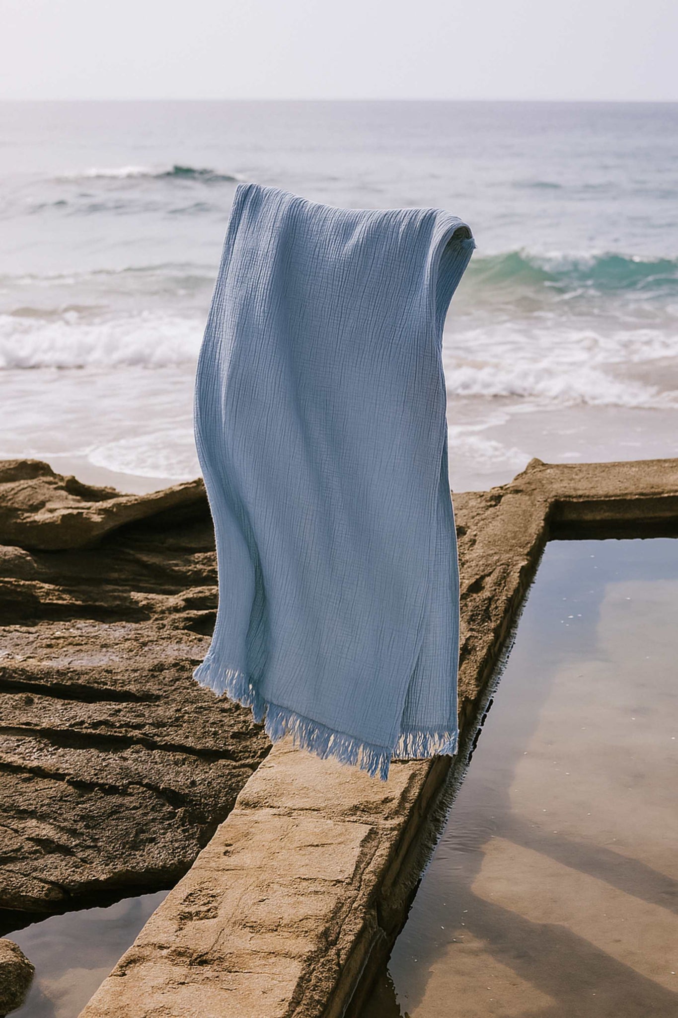 Fouta Gaze de Coton Bleu thumbnail 1