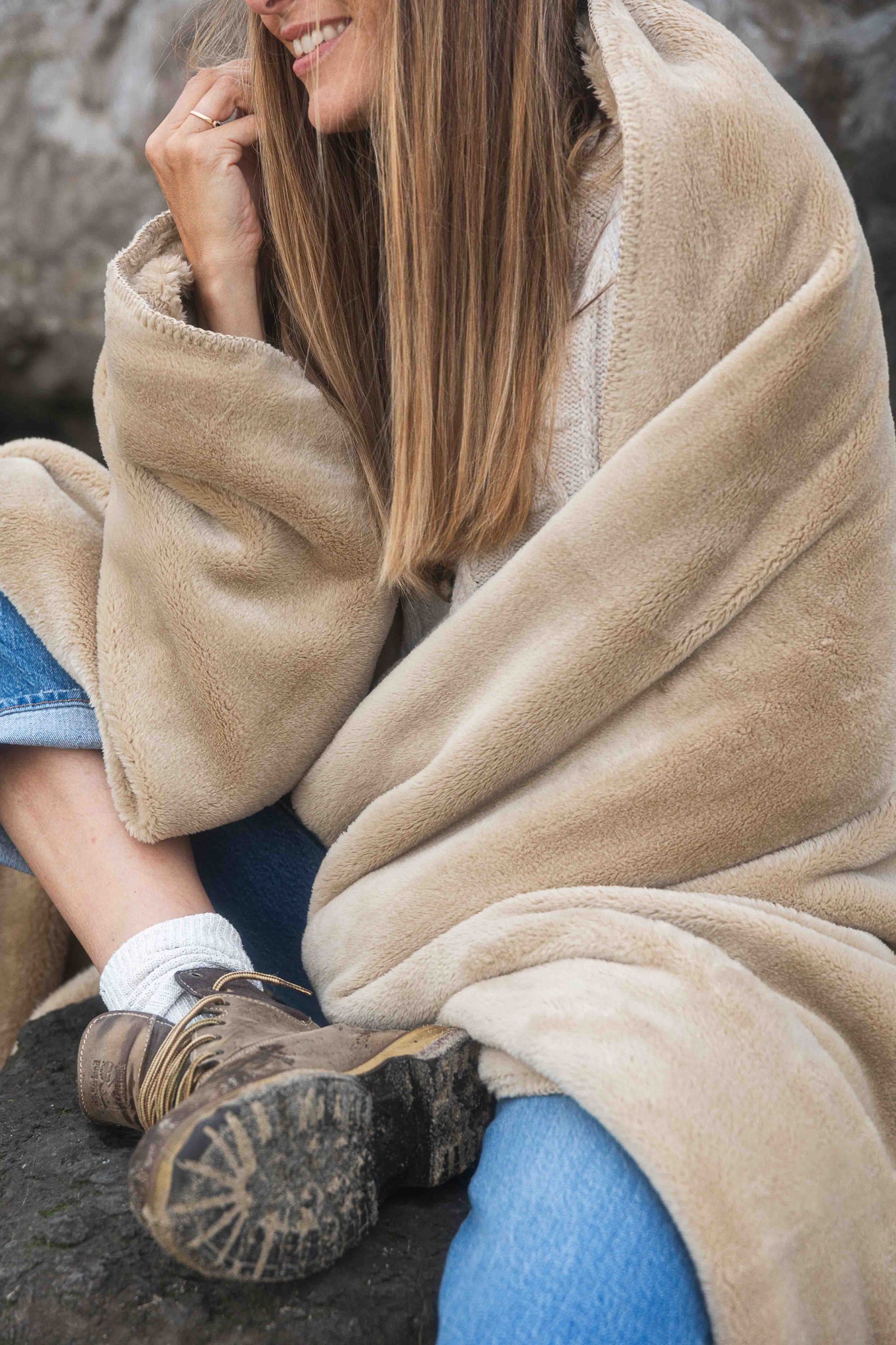 Plaid Cosy Monochrome beige thumbnail 1