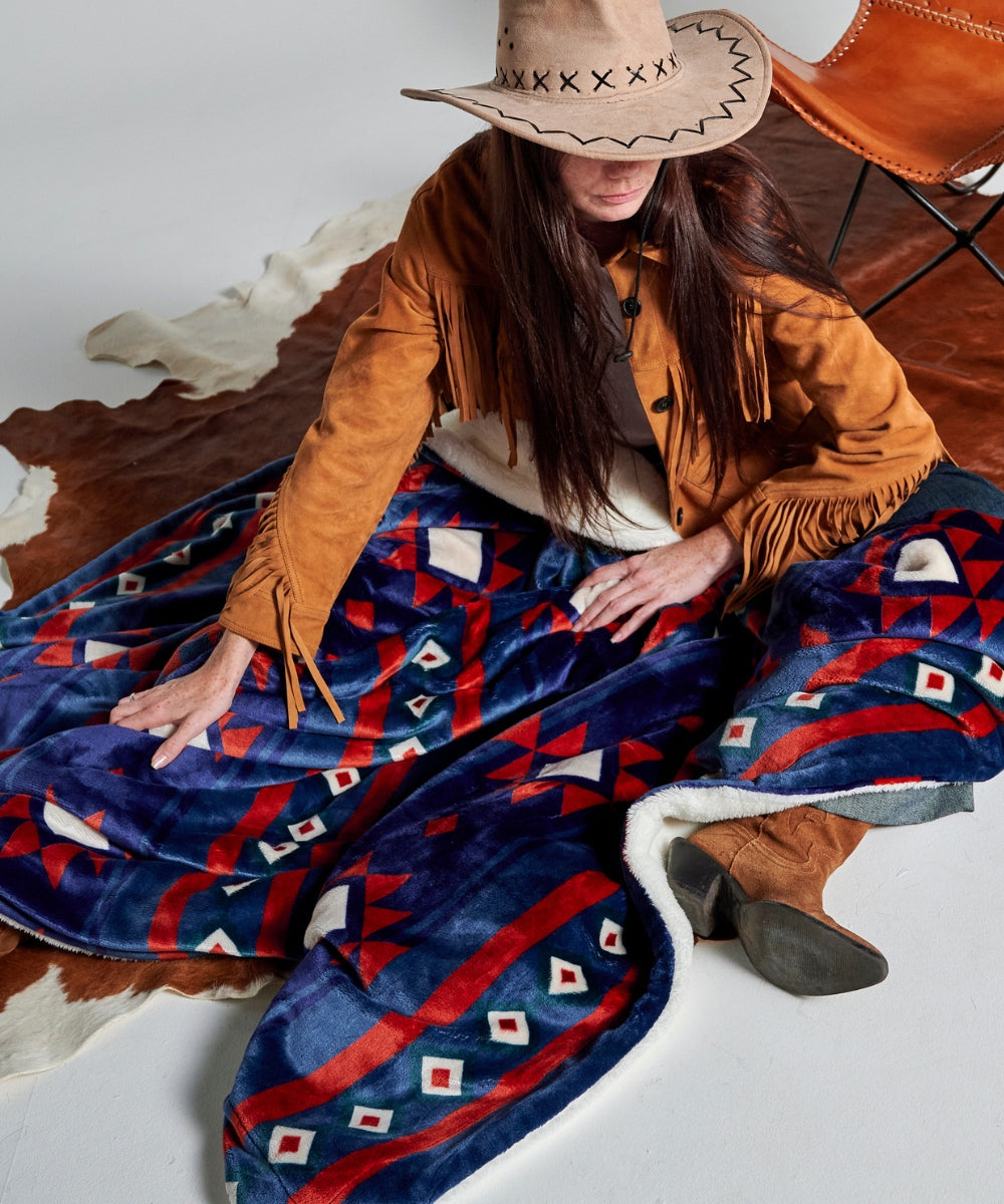 Plaid polaire - Navajos Bleu thumbnail 1