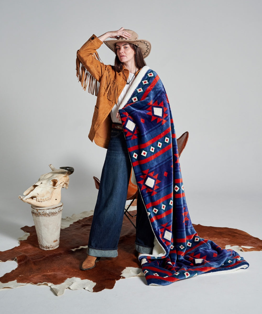 Plaid polaire - Navajos Bleu thumbnail 2