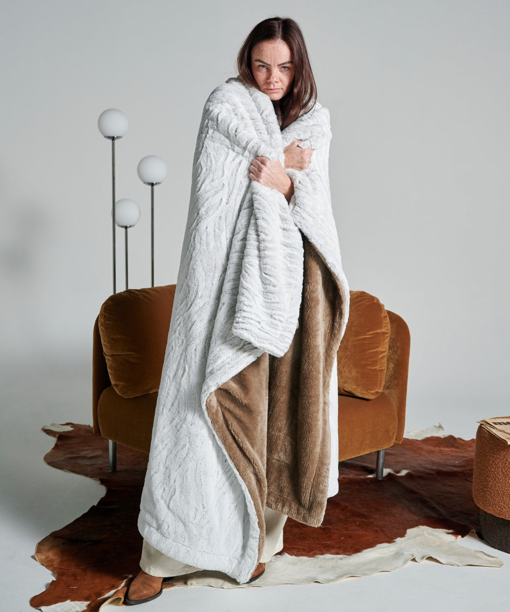 Plaid polaire - Tigre beige