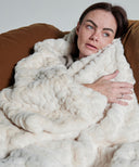 Plaid Fausse fourrure - Galet blanc