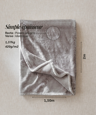 Plaid polaire - Classique Gris thumbnail 5