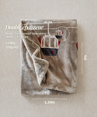 Plaid Polaire - Télécabine Taupe thumbnail 3