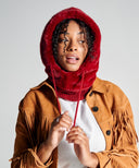 cagoule fausse fourrure bordeaux