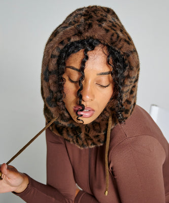Cagoule Fausse fourrure - Léopard foncé thumbnail 3