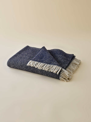 Plaid Laine Faux Unis marine thumbnail 2