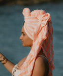 fouta rayee orange blanc coton