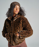 manteau court léopard marron