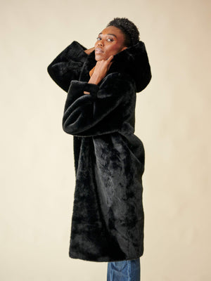 Manteau fausse fourrure Noir thumbnail 6