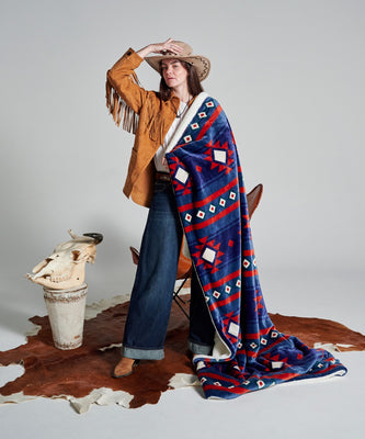 Plaid polaire - Navajos Bleu thumbnail 2