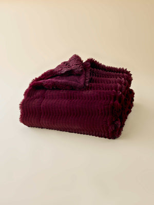 Plaid Fausse Fourrure Vague Prune thumbnail 2